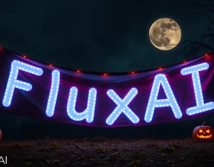 A Banner Spelling Out 'Fluxai' For Halloween