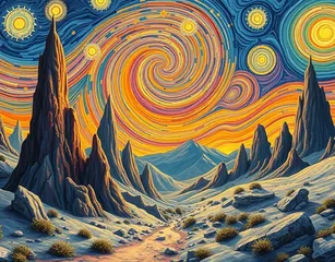 Create A Futuristic Land Scape In The Style Of Van Gogh