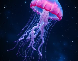 Cosmic Jellyfish Floating In Space