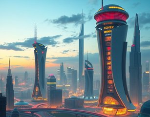 Futuristic Cityscape At Dusk