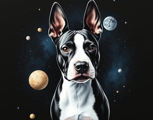 Mini Bullterrier Black White To Space