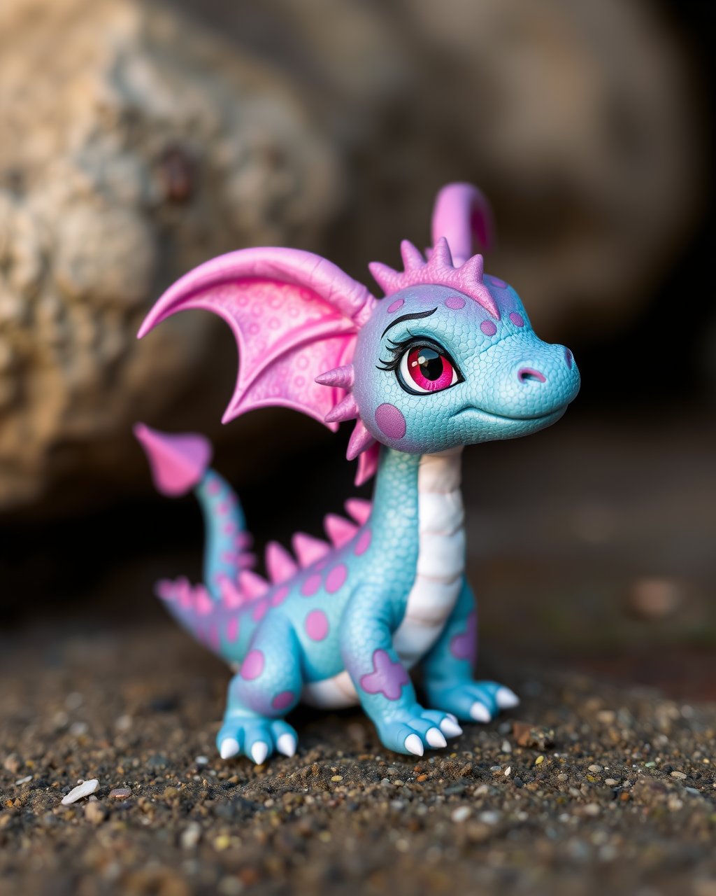 cute tiny pink and purple dragon