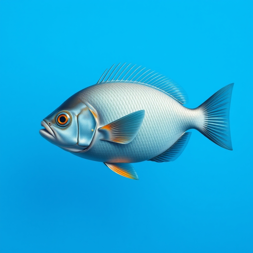 solid blue background with fish